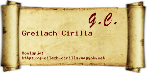 Greilach Cirilla névjegykártya